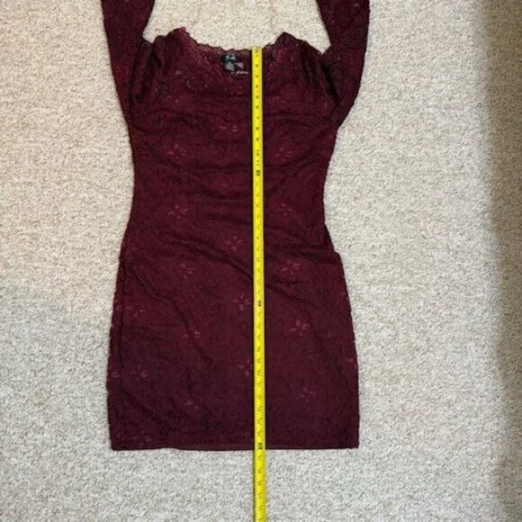 Lily & Lola Womens Lace Bodycon Dress Burgundy Stretch Size XL - Picture 7 of 10
